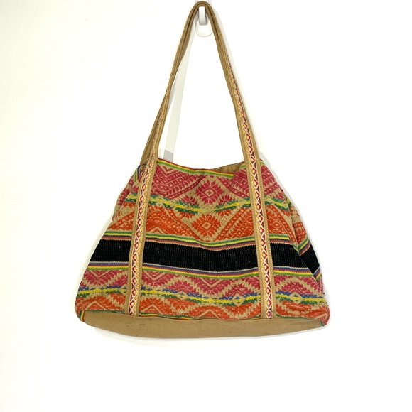 America & Beyond boho embroidered tote bag, interior pockets. Fair trade. Beach - Picture 3 of 11
